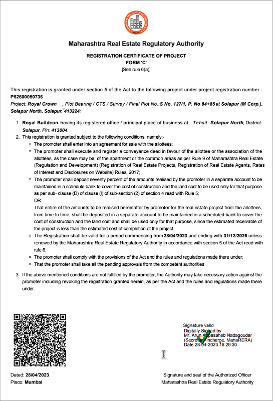 RERA Certificate P52600050736