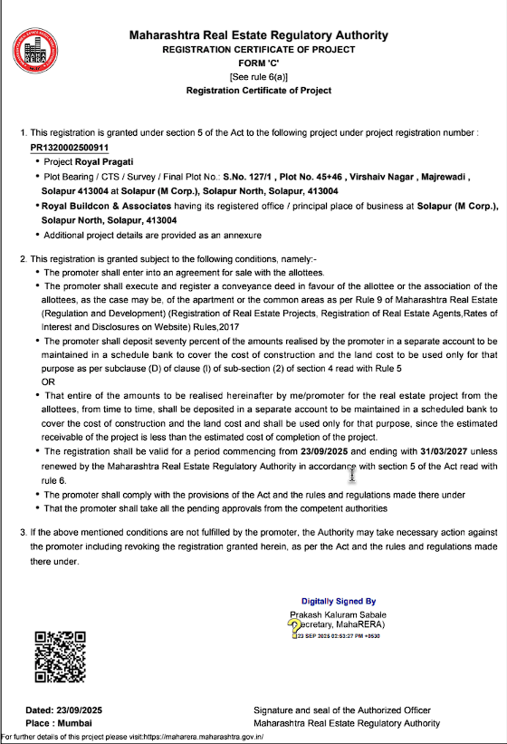 RERA Certificate PR1320002500911