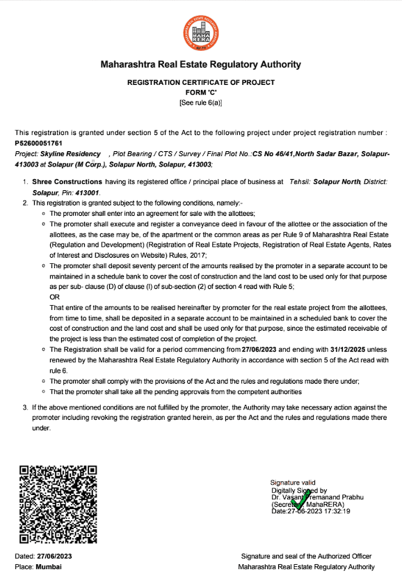 RERA Certificate P52600051761